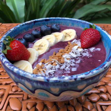 Assorted fruit in a wooden cup Generative AI. High quality photoの素材