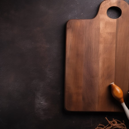 Black background with cutting board for food photography, Generative AI. high quality photoの素材