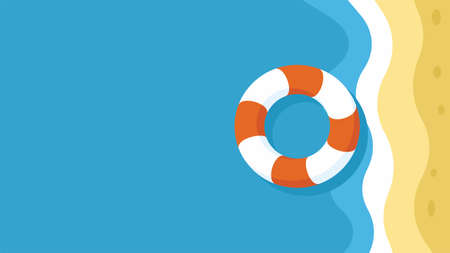 vector illustration of a life buoy on the seaのイラスト素材