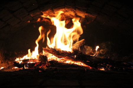mystical vision of a fiery monster in the oven melted