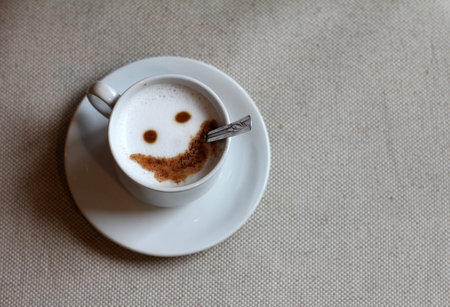 aromatic coffee with cinnamon and a good mood