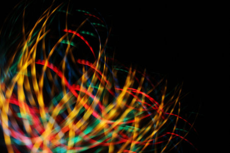holiday glowing ribbons of light in the dark
