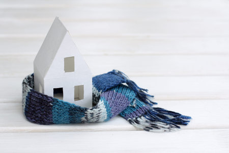 Background concepts with comfortable insulated house soft scarfの写真素材