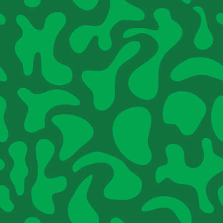 Vector seamless pattern with green random spots on a dark green background / seamless summer camouflage backgroundのイラスト素材