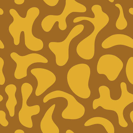 Vector seamless pattern with brown random spots on a dark brown background / seamless autumn camouflage backgroundのイラスト素材