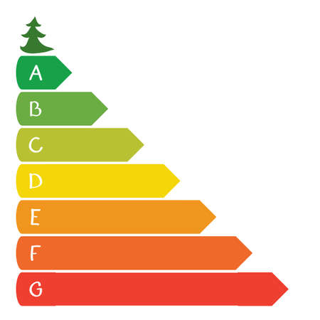 colored bars of different sizes with letters and a small tree / infographics environmental growthのイラスト素材
