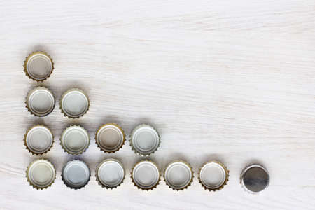 flat layout of a plurality of inverted caps and one did not like everything / stands out from the crowdの写真素材