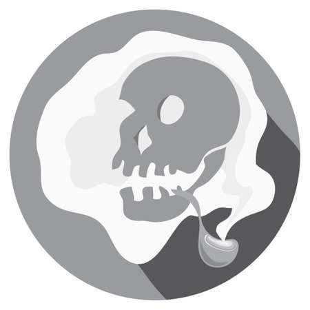 Vector skull picture with smoking pipe smoking around/ final sentenceのイラスト素材