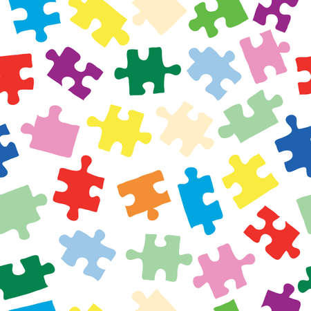 Seamless vector background with color puzzle elements on white background /mission impossibleのイラスト素材