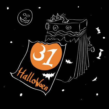Cheerful vector illustration of a tear-off calendar with the date / start of a holiday Halloweenのイラスト素材