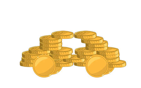 a lot of gold coins in the form of the machine on a white background. luxury vehicleのイラスト素材