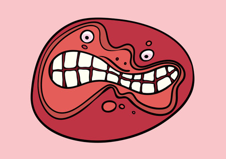 vector red displeased face. very evil avatar