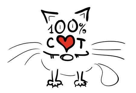 vector rebus  similar to a cat with a heart-shaped nose. one hundred percent cottonのイラスト素材