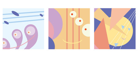 abstract vector images with shapes and lines. fantastic triptychのイラスト素材