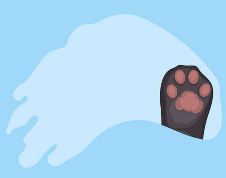 the gray paw of the cat wipes the fogged glass. open window viewのイラスト素材