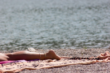 girl at the lakeの写真素材