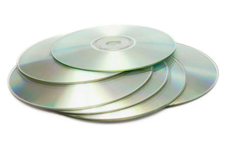 heap of several compact discs isolated on a whiteの写真素材