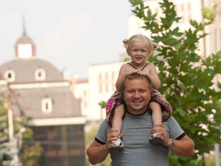 papa and daughter outdoor .の写真素材