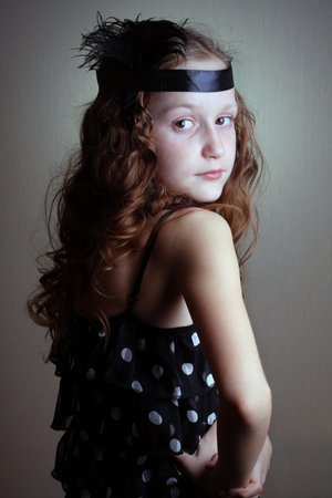young girl at the retro style