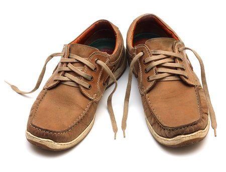 brown man shoes isolated on a white backgroundの写真素材