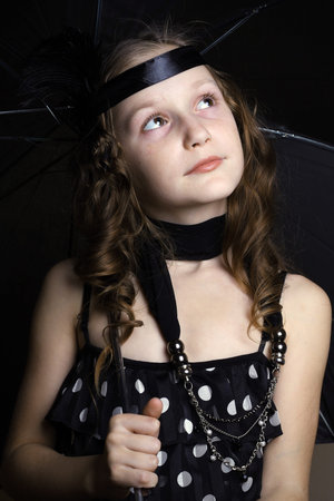 young girl at the retro style