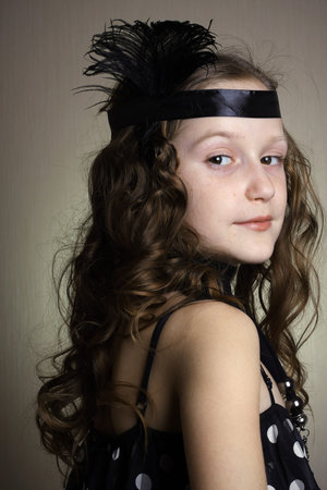 young girl at the retro style