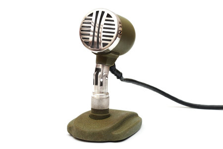 old-fashioned microphone isolated on a whiteの写真素材