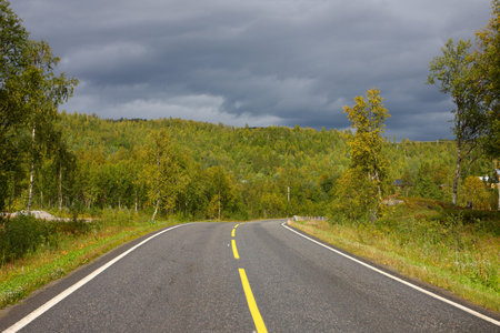 road at the norwegian mountains