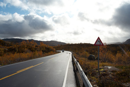 road at the norwegian mountainsの写真素材