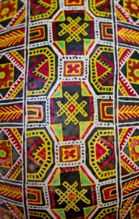 easter egg with ukrainian ornament close upの写真素材