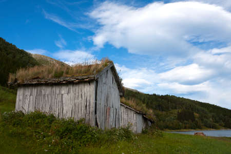 view at the wooden house, norwayの写真素材