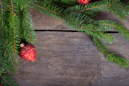 Christmas backgrounds. Christmas decor on the wooden background.