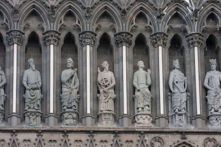 view of sculptures of Trondheim church Nidaros Cathedral, Nidarosdomen, Nidaros Domkirkeの写真素材