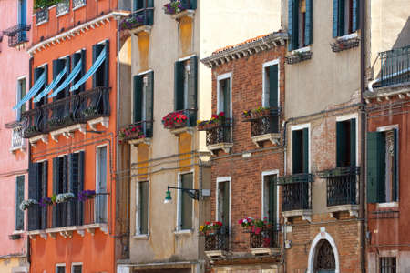 facades of houses in Veniceの写真素材
