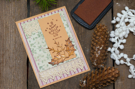 scrapbook background. christmas card and tools with decoration