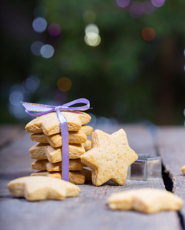 Christmas gingerbread at the wooden background