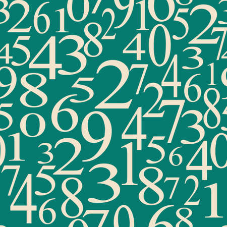 numerical seamless background with white digits on a greenのイラスト素材