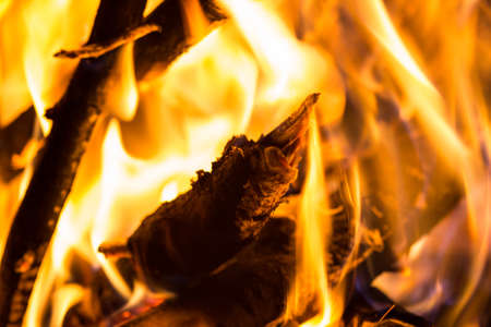 logs burning in the fireplaceの写真素材