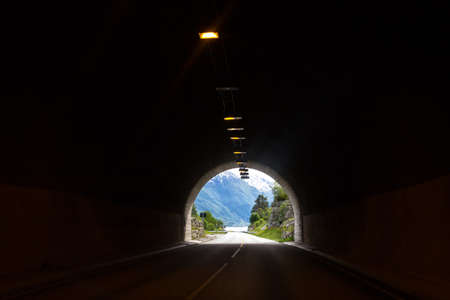 view from the tunnel of the mountains and lake. Norwayの写真素材