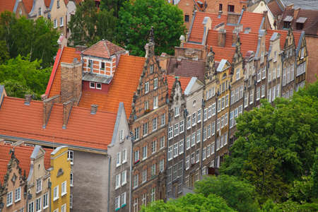 aerial view of streets and roofs of Gdansk, Polandの写真素材