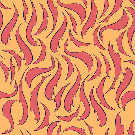 red waves on a yellow seamless abstract backgroundのイラスト素材