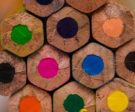 background made of macro shoot of multicolored pencils