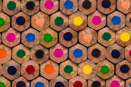 background made of macro shoot of multicolored pencilsの写真素材
