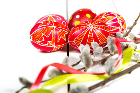 Easter egg Pysanka on a white background