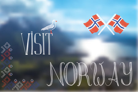 visit Norway sign illustration made with gradient mesh and opacity