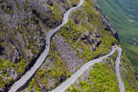 Trollstigeveien - meandering road at the norwegian mountains, Norwayの写真素材