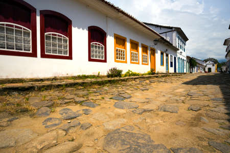 streets of the famous historical town Paraty, Brazilの写真素材
