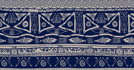 primitive folk scandinavic border seamless pattern