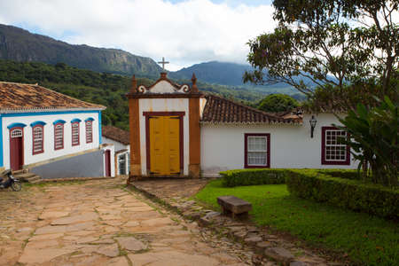 streets of the famous historical town Tiradentes, Minas Gerais, Brazil の写真素材