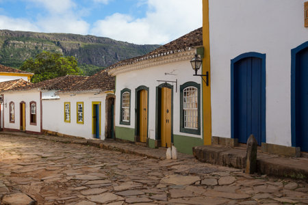 streets of the famous historical town Tiradentes, Minas Gerais, Brazil の写真素材